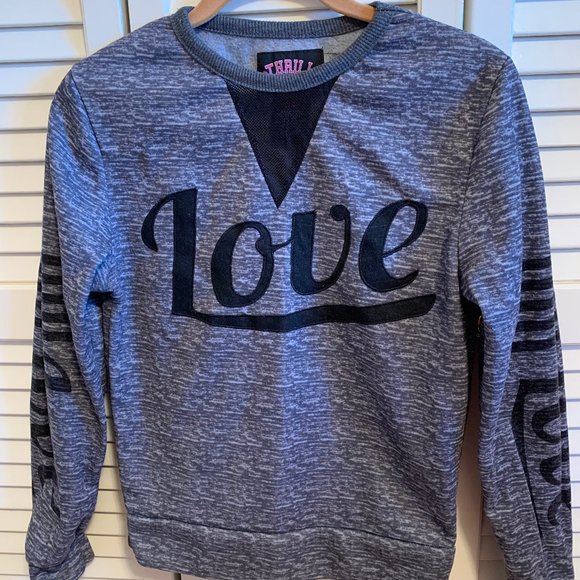 Thrill 94 sweatshirt w/words LOVE on sleeves/front Tops - Thrill 94 Pullover Top Sweatshirt Words (Love)